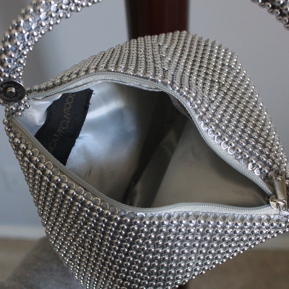 Jessica McClintock Silver Beaded Handbag - Picture 2 of 2
